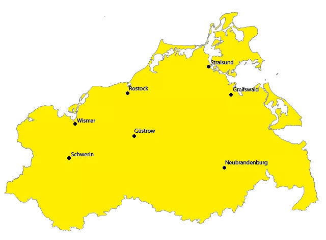 Einzugsgebite des Landesverband für das Taxi- und Mietwagengewerbe Mecklenburg-Vorpommern e.V.